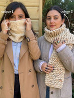2 Kits Bundle | Knitting Stitch Sampler Kit Make your first Snood + Dinka Scarf - Yummy Yarn Version