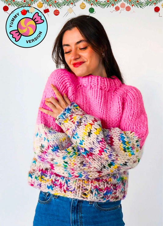 The Rainbow Sweater Kit x @paula.on.knits - Yummy Yarn Version