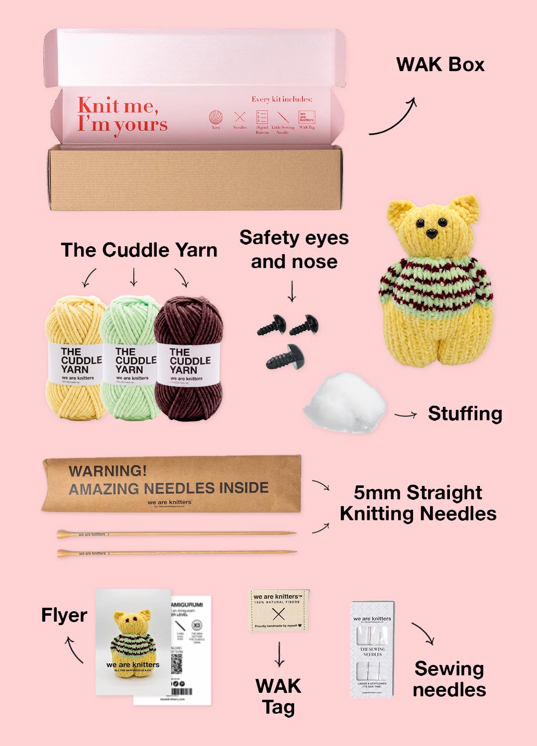 The Knitty Kitty - Mini Knitted Cat Kit - Cuddle Yarn