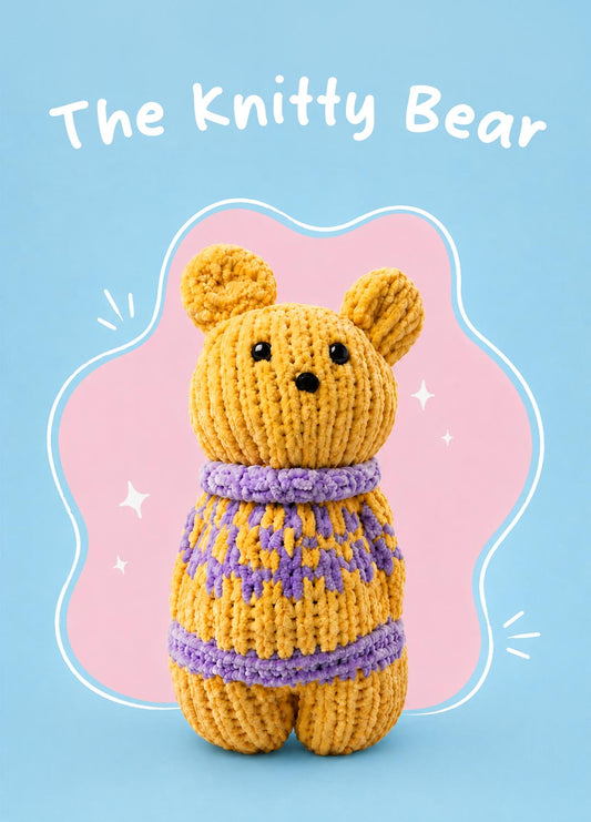 The Knitty Bear - Easy Mini Knitted Bear Kit - Cuddle Yarn